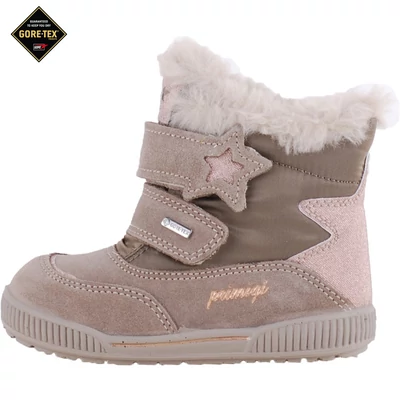 Bézs, csillagos, vízálló, bundás, Gore-Tex, kislány bakancs