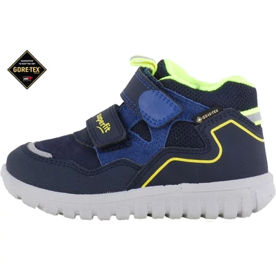 Sötétkék-neon, Gore-Tex, vízálló, kisfiú, magasszárú cipő