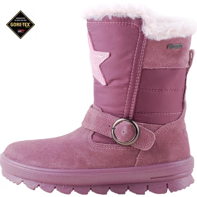 Mályva-lila, csillagos, bundás, vízálló, Gore-Tex, Superfit csizma