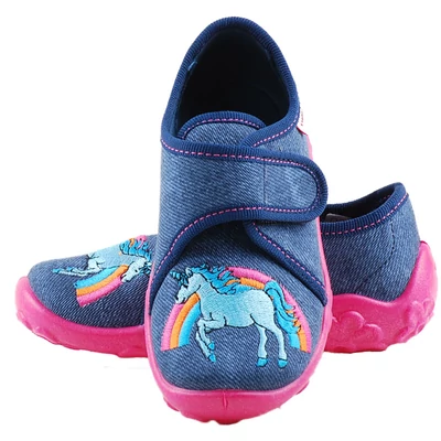 Kék, pink talpú, lovas, Superfit vászoncipő
