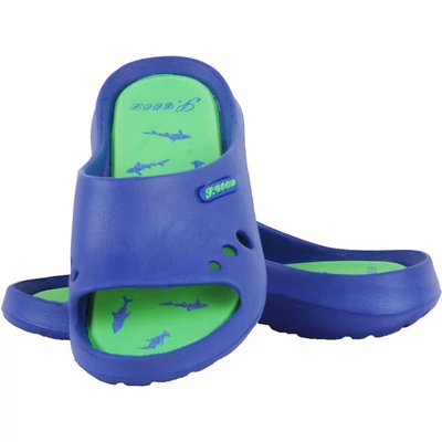 Kék-neon, cápás, fiú papucs