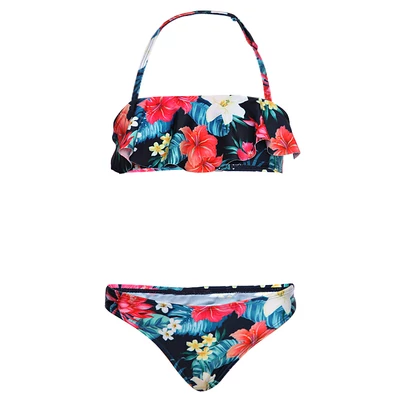 Sötétkék, színes virágos Losan 2 részes bikini (128, 7-8 év)