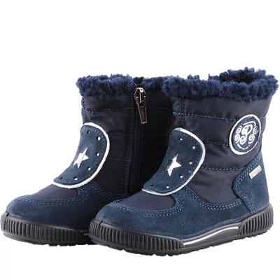 Sötétkék-ezüst, csillagos, bundás, vízálló, Gore-Tex, Primigi kiscsizma