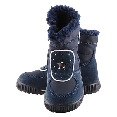 Sötétkék-ezüst, csillagos, bundás, vízálló, Gore-Tex, Primigi kiscsizma