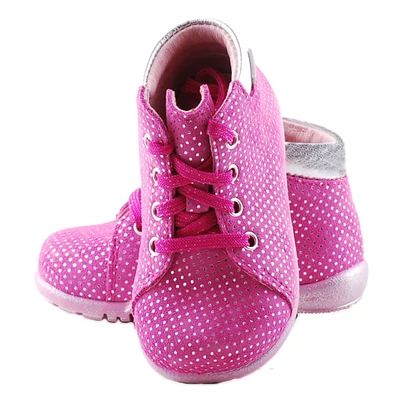 Pink, ezüst pöttyös, extra hajlékony talpú, Richter tanulócipő