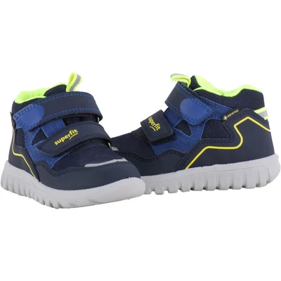 Sötétkék-neon, Gore-Tex, vízálló, kisfiú, magasszárú cipő