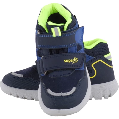 Sötétkék-neon, Gore-Tex, vízálló, kisfiú, magasszárú cipő