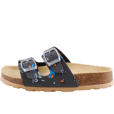 Sötétszürke, űrhajós, földgömbös, 2 csatos, Superfit papucs