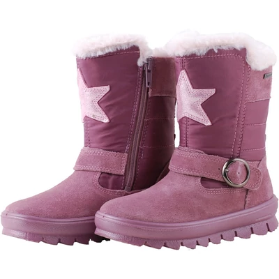 Mályva-lila, csillagos, bundás, vízálló, Gore-Tex, Superfit csizma