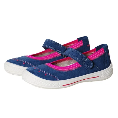 Superfit indigókék, ciklámen gumipántos balerina