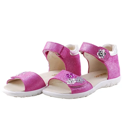 Pink, ezüst virágos, Szamos szandál