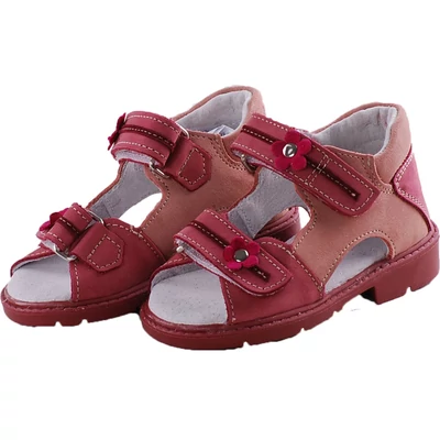 Rózsaszín, pink virágos, Maus supinált 2 tépőzáras szandál
